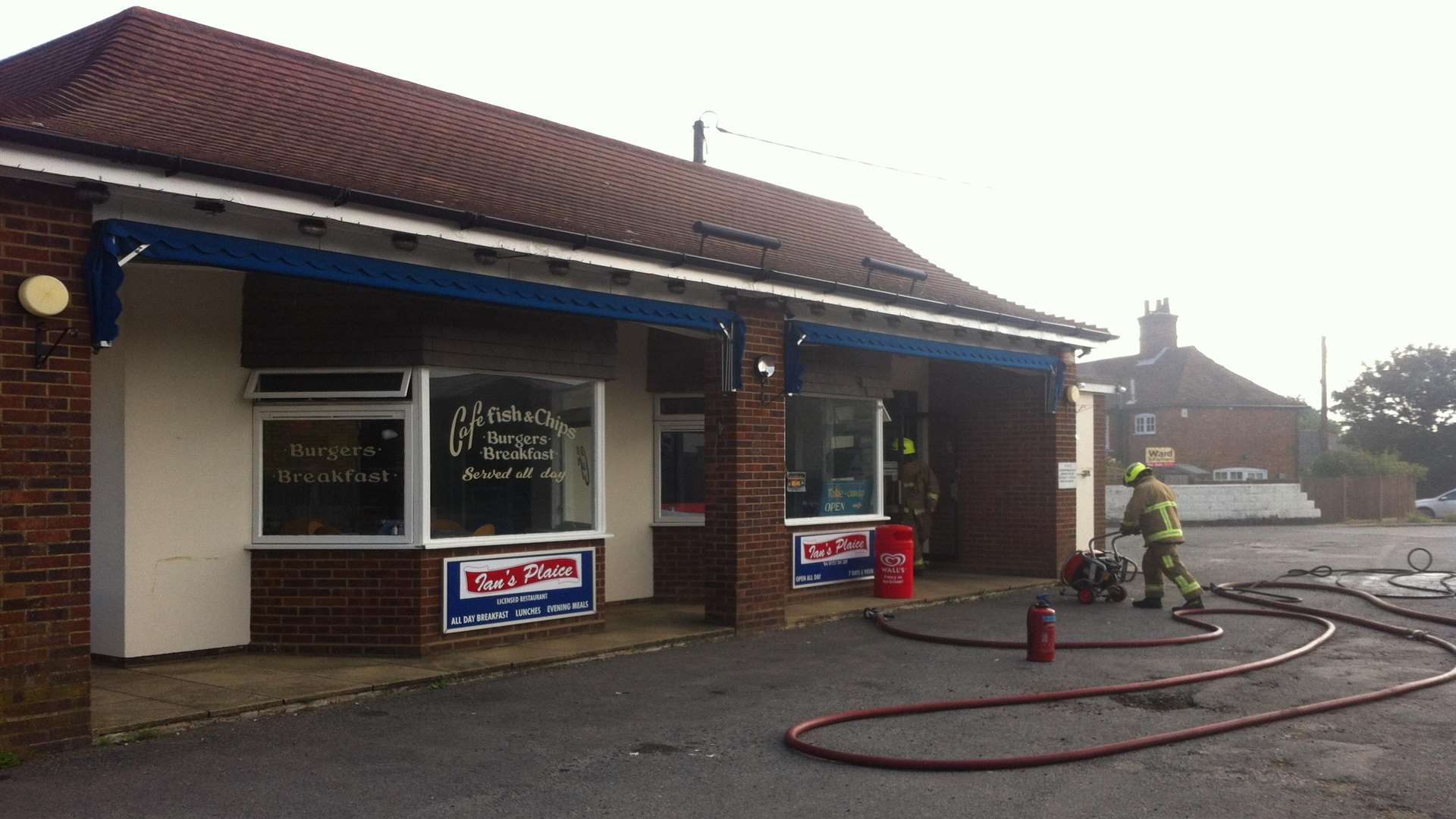 Firefighters at Ernie's Plaice in Whitstable