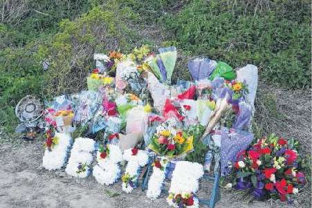 Tributes at the scene of the accident