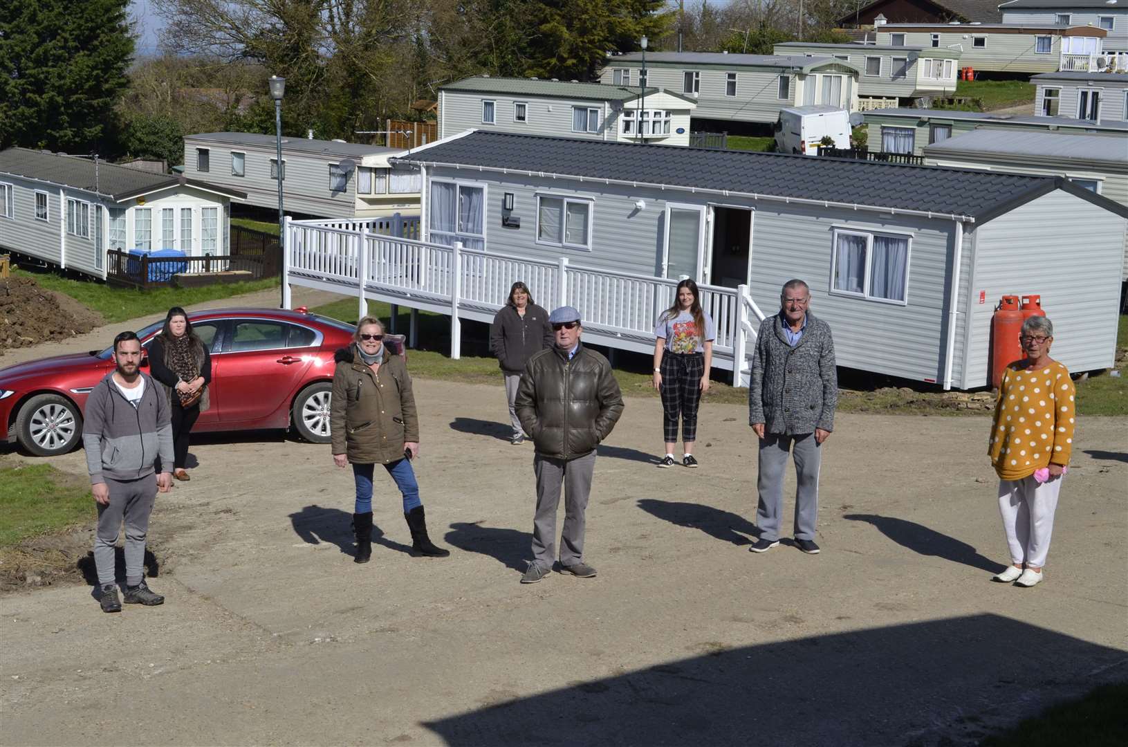 Caravan owners protesting at Elmhurst Holiday Park on the Isle of Sheppey