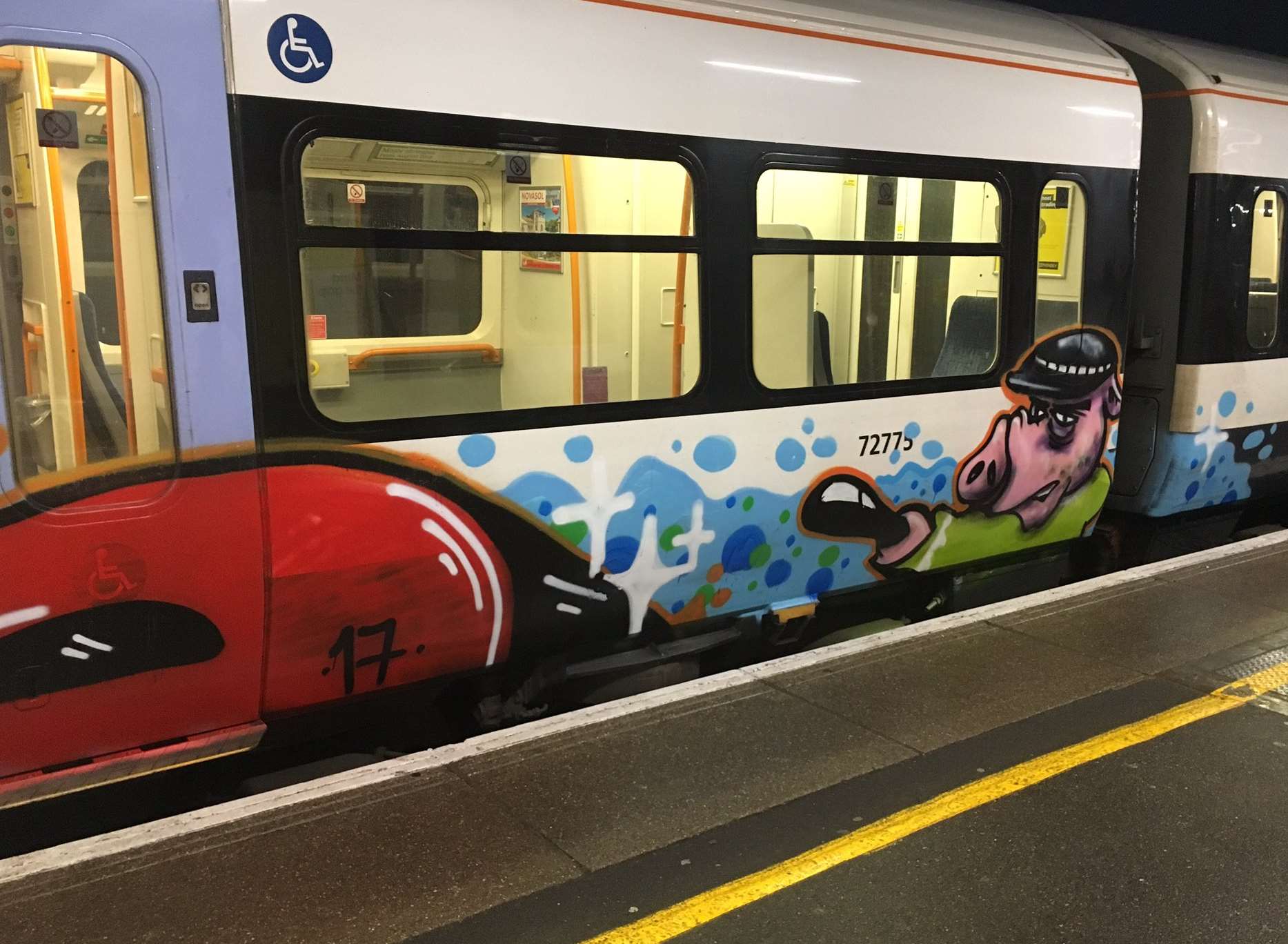 A pig was painted onto the side of one of the carriages. Picture: @TheBigAngryOwl