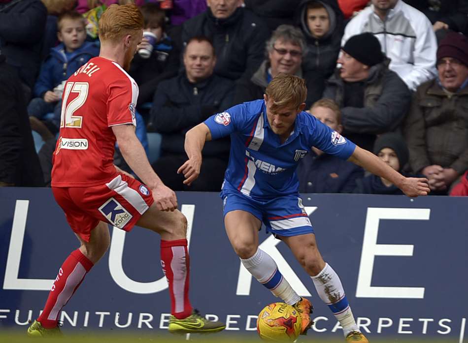 George Williams in action for Gills against Chesterfield. Picture: Barry Goodwin