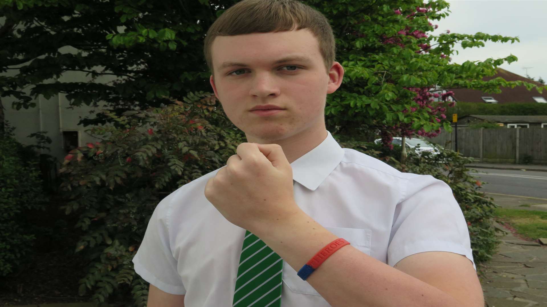Kirk Browning with his Help for Heroes charity wristband