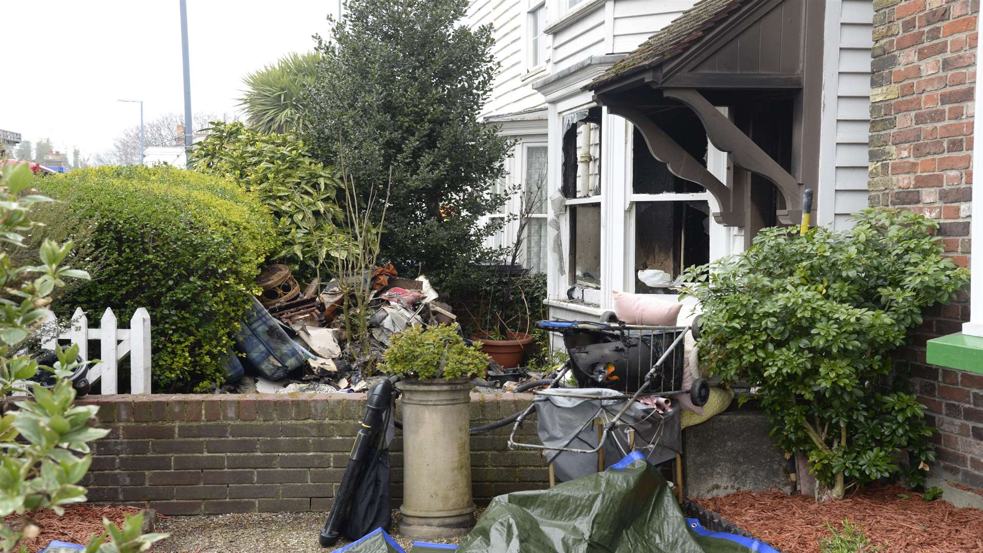 The scene following a house fire in Canterbury Road, Whitstable