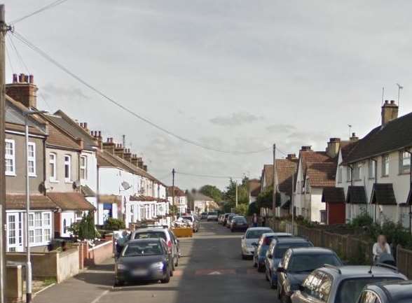 The woman was grabbed in Knockhall Road, Greenhithe. Picture: Google.