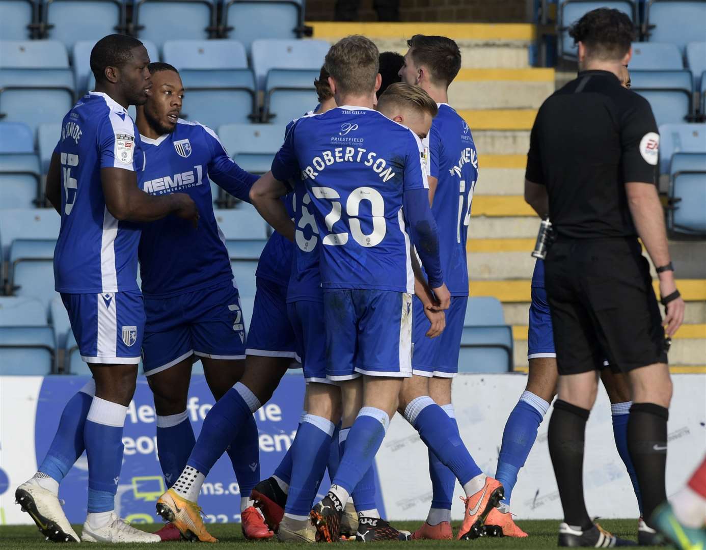 Gills players celebrate their opening goal on Saturday. Picture: Barry Goodwin (43420978)