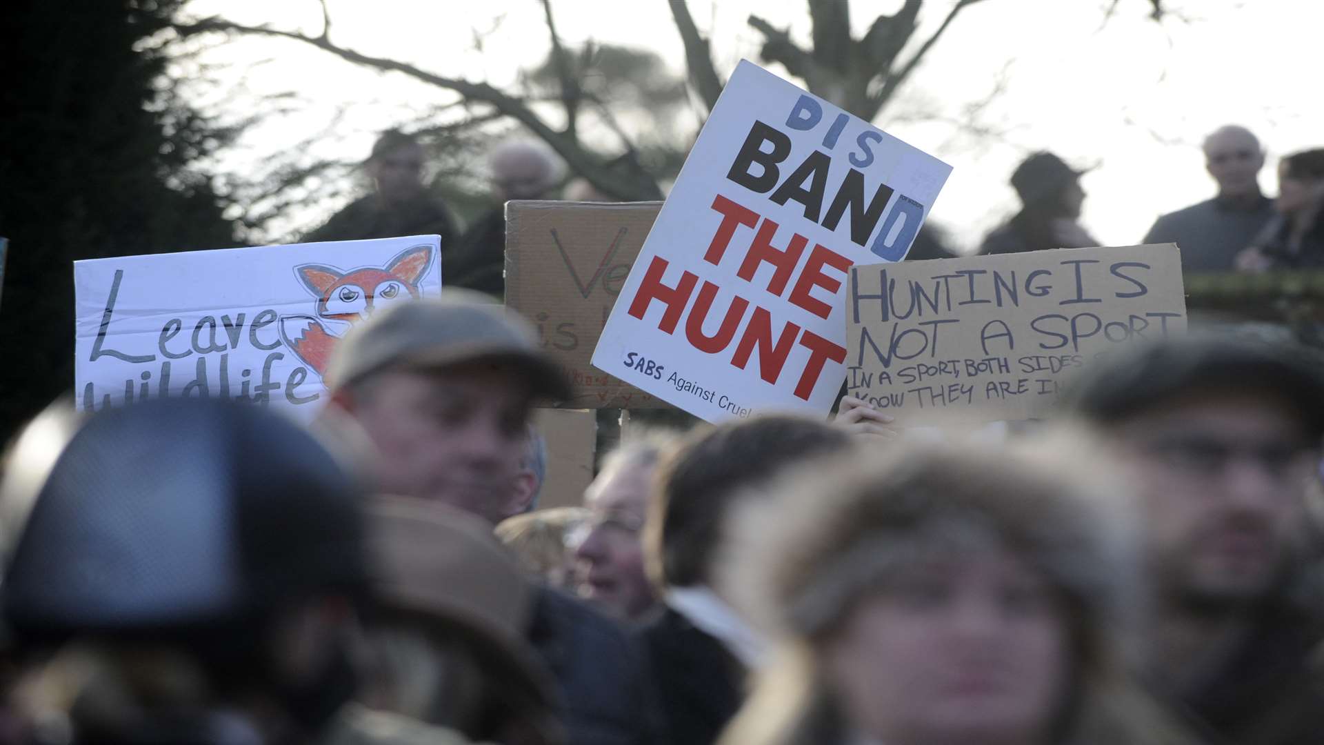Demonstrators at a previous hunt