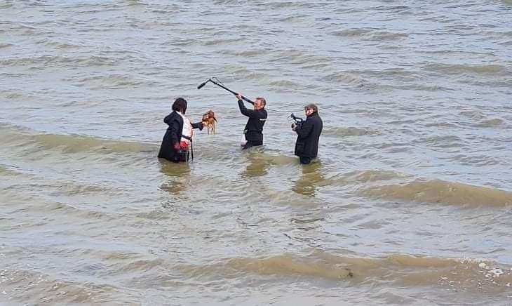 Filming in the sea at Reculver near Herne Bay. Picture: Tony Mardon