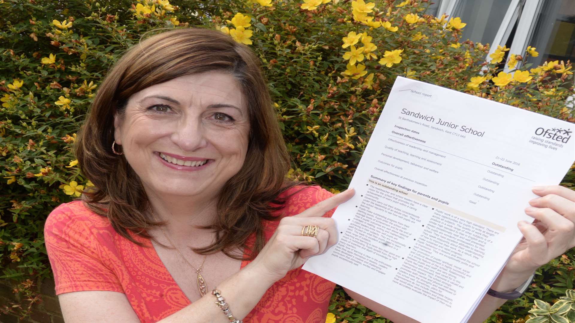 Head teacher Sheilagh Roberts with Sandwich Junior School's outstanding Ofsted report