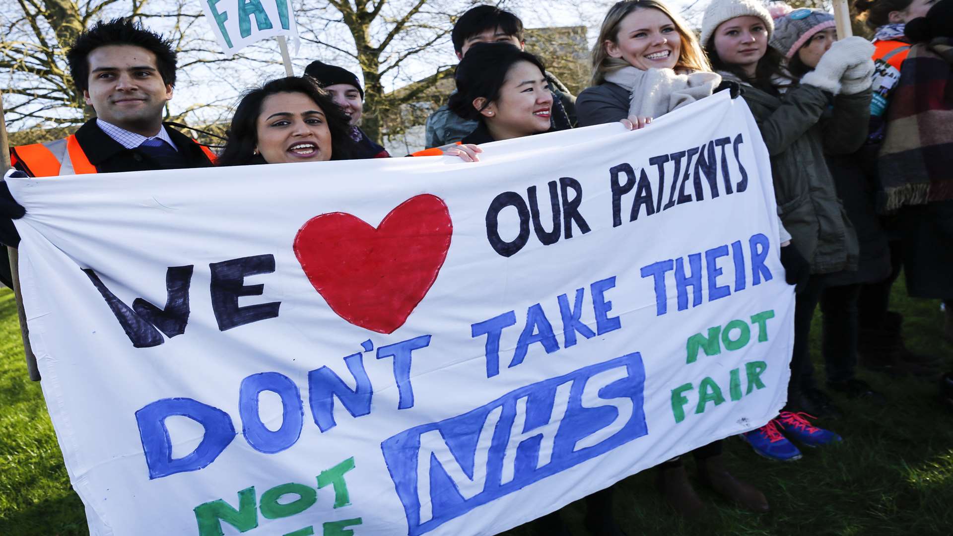 Junior doctors picketing outside Maidstone Hospital. Picture: Martin Apps