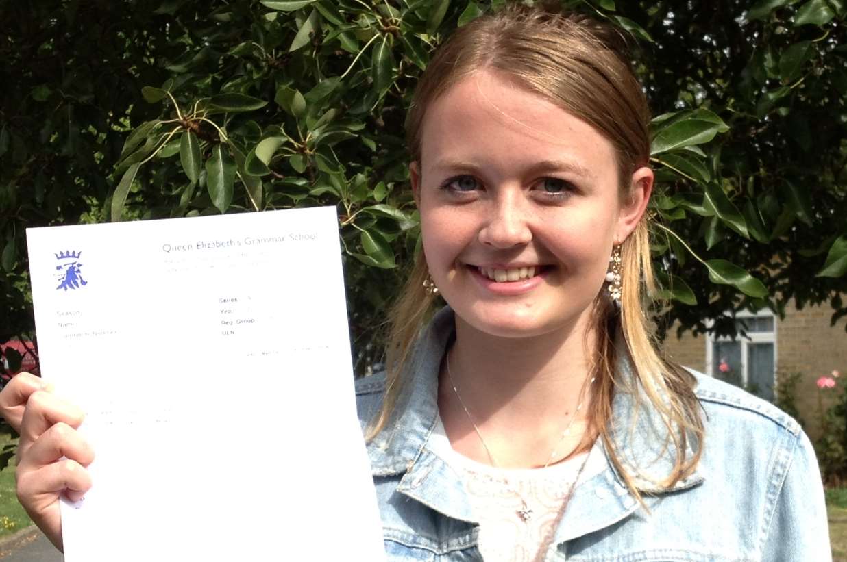 Ellen Reid, 18, from Faversham got the best grades at Queen Elizabeth's Grammar School