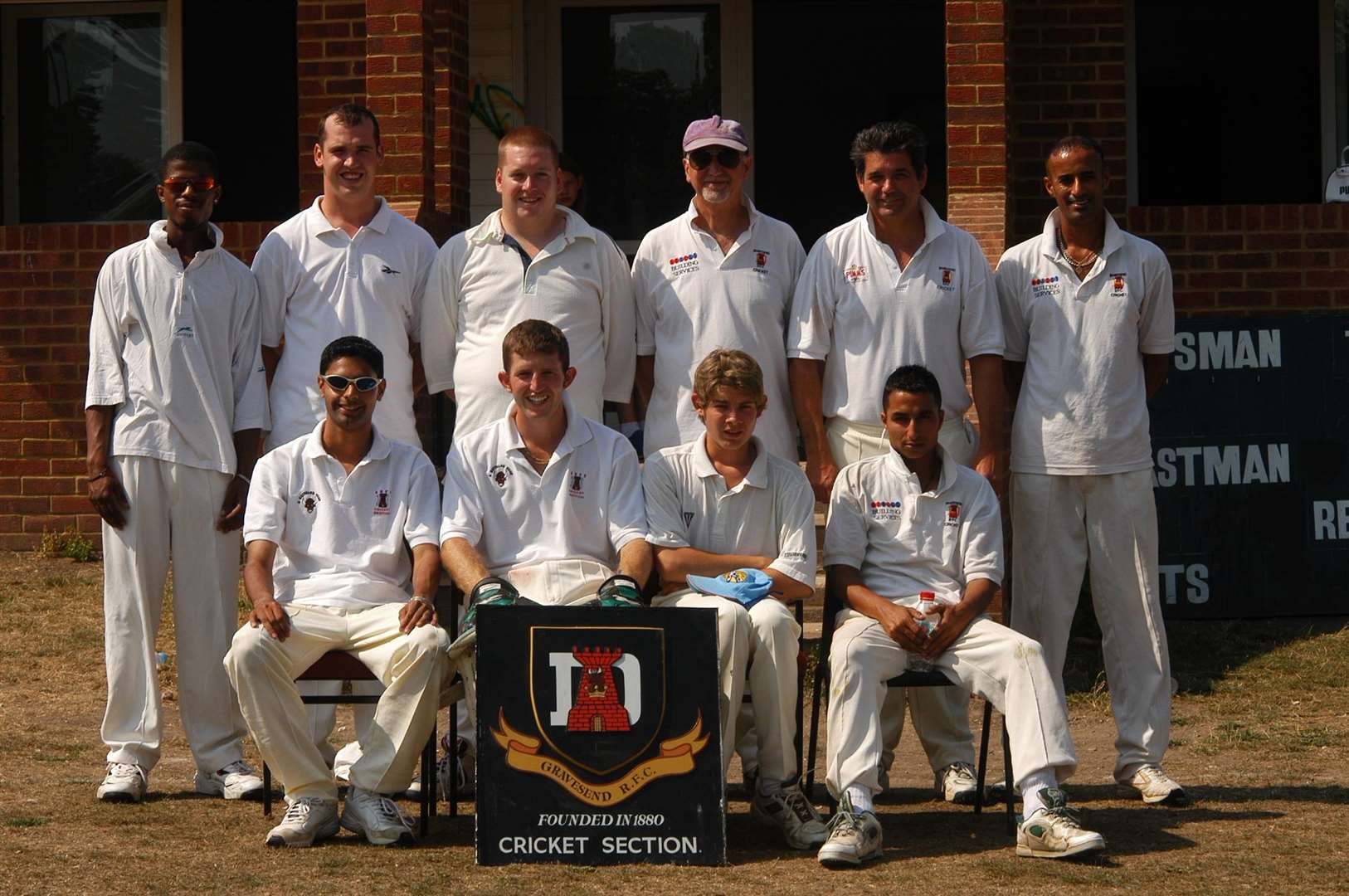 The Gravesend RF Cricket team pictured on the day of the record-breaking temperature on Sunday, August 10, 2003
