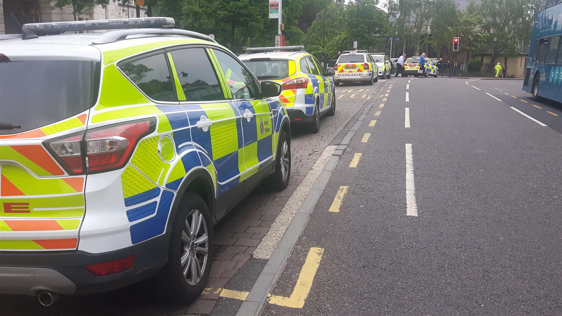 Police at the scene of an assault outside County Hall in Maidstone