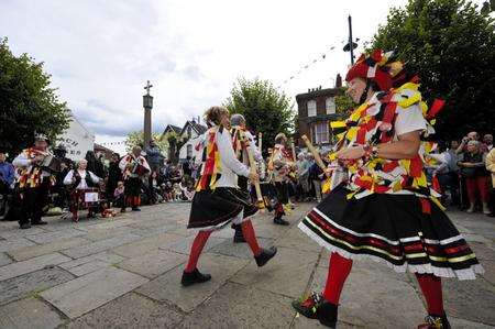 Morris Dancers in Whitstable Library Square.