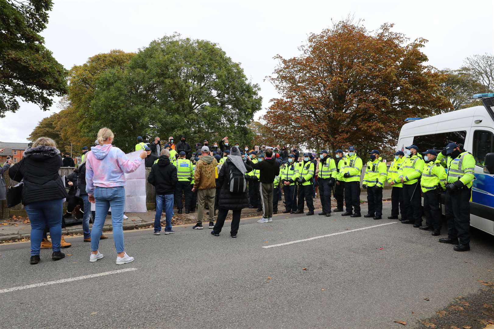 Police at the welcome meeting in October. Picture: Barry Goodwin