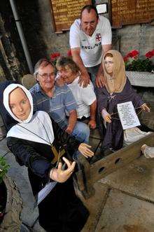 Roger, Carol and Darren Betts, with Sister Dyllis and Doris the Beggar