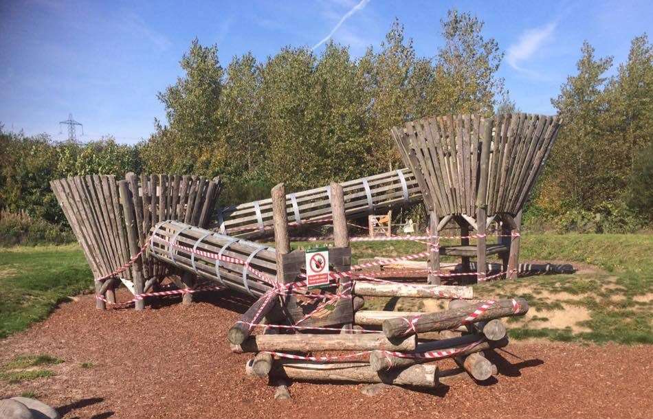 Vandals attacked the tunnel climbing frame at Jeskyns Community Woodland