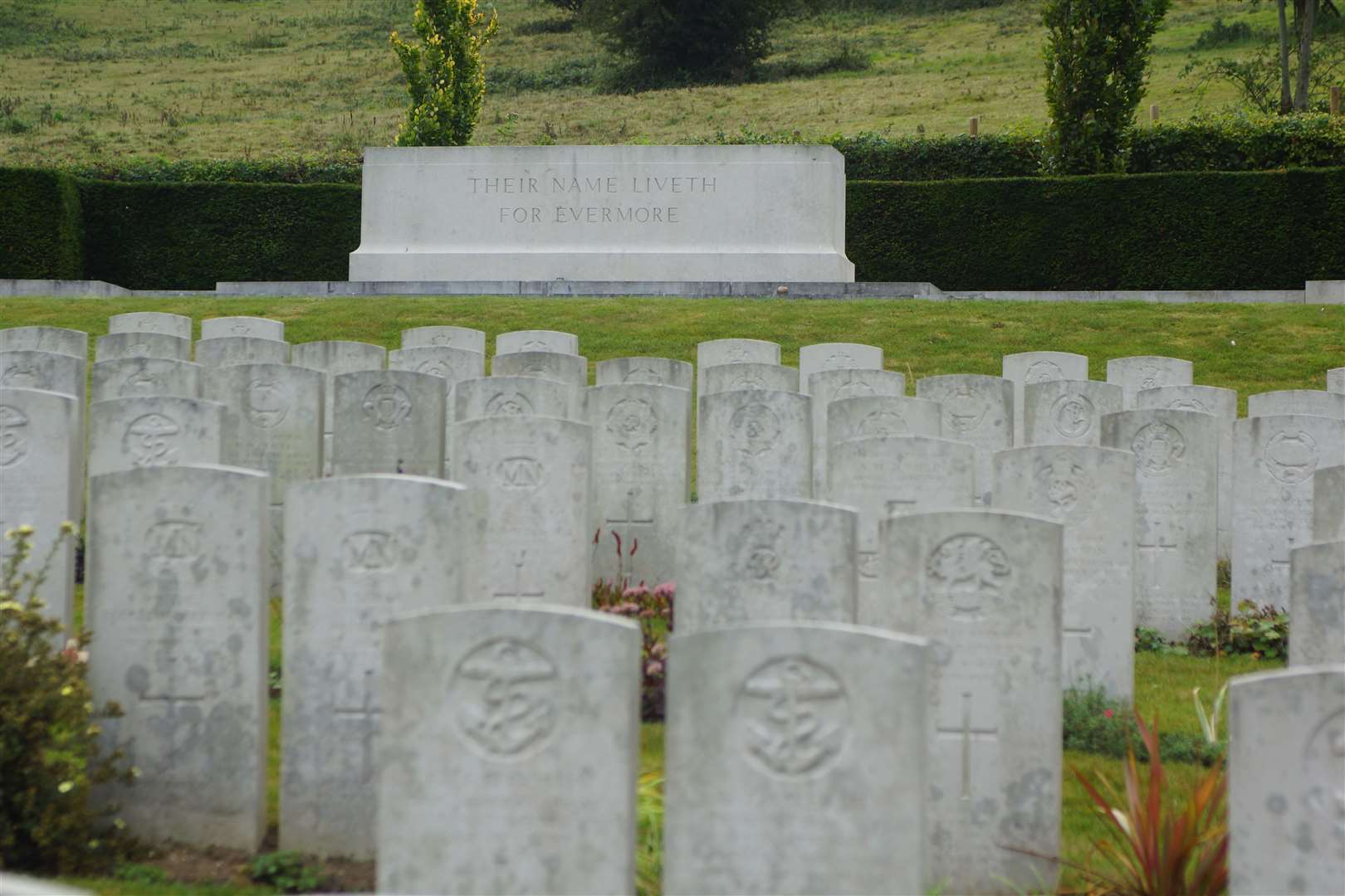 The white stone war graves remember those who lost their lives at war. Picture Commonwealth War Graves Commission
