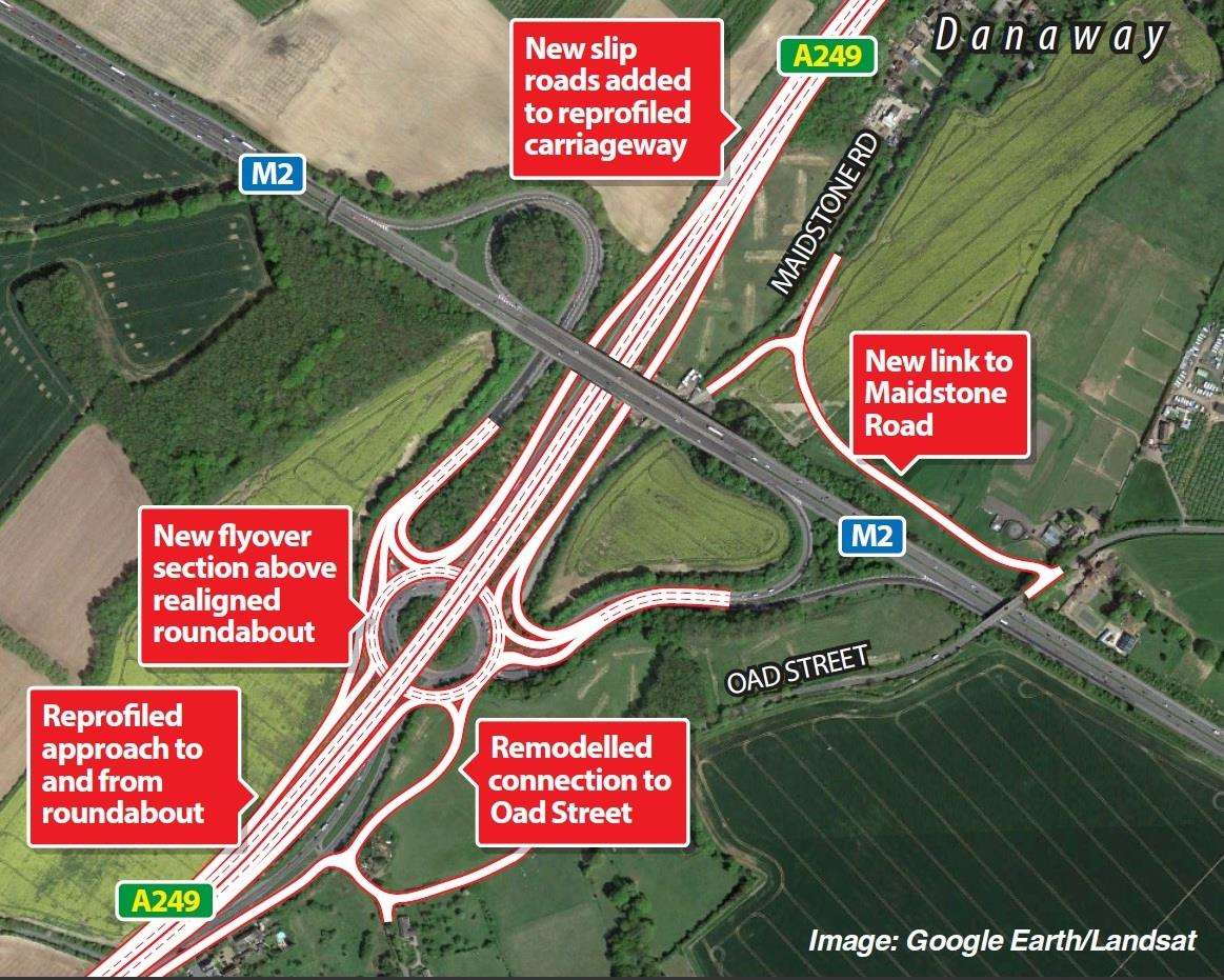 The updated proposals for the Stockbury roundabout upgrade