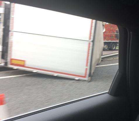 A lorry has smashed into the central reservation on the A21 near Tonbridge. Picture: @CAEkers (3829305)
