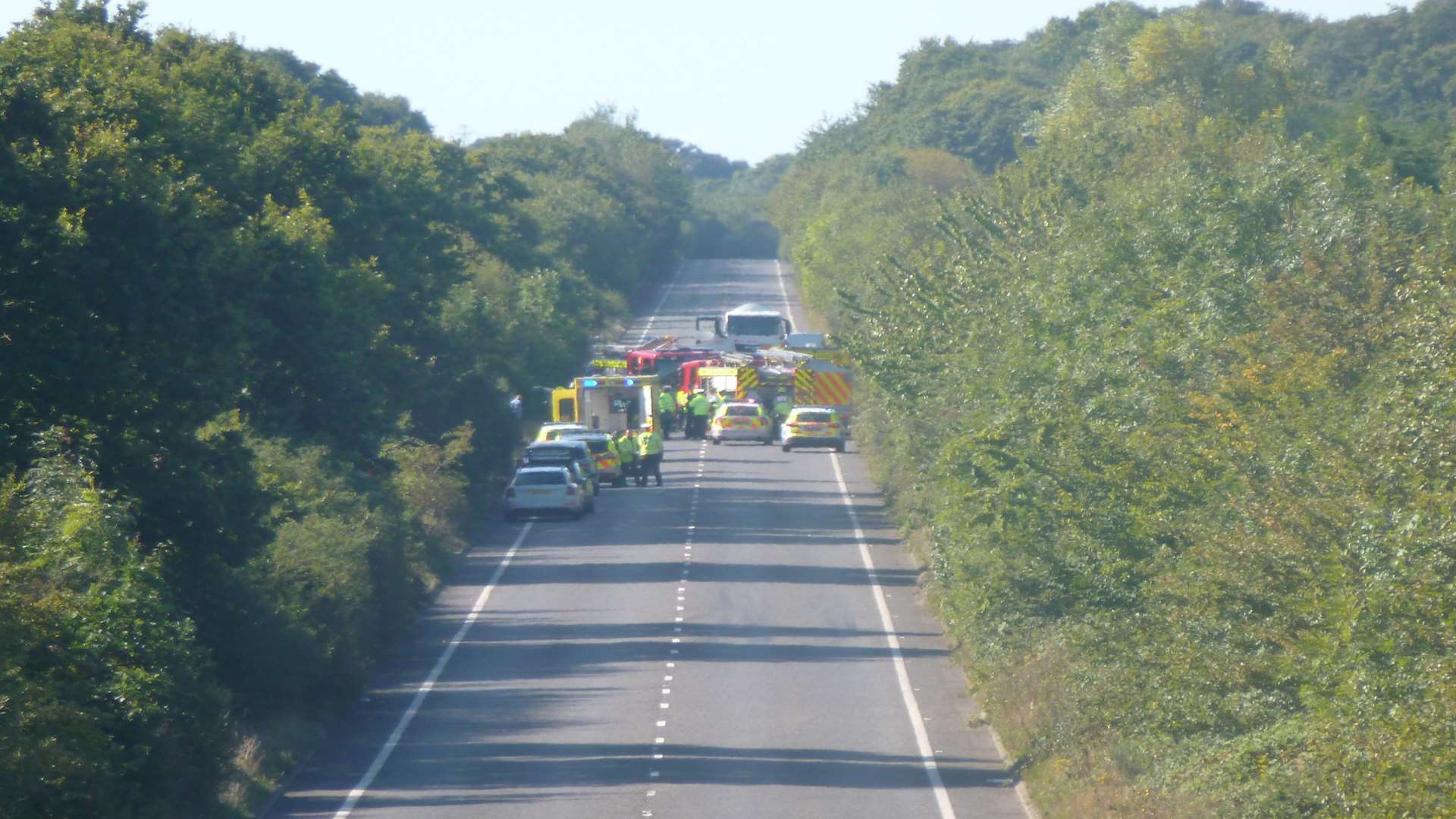 Emergency services at the scene of the horrific crash on the A2070 Hamstreet Road near Ashford in August 2014
