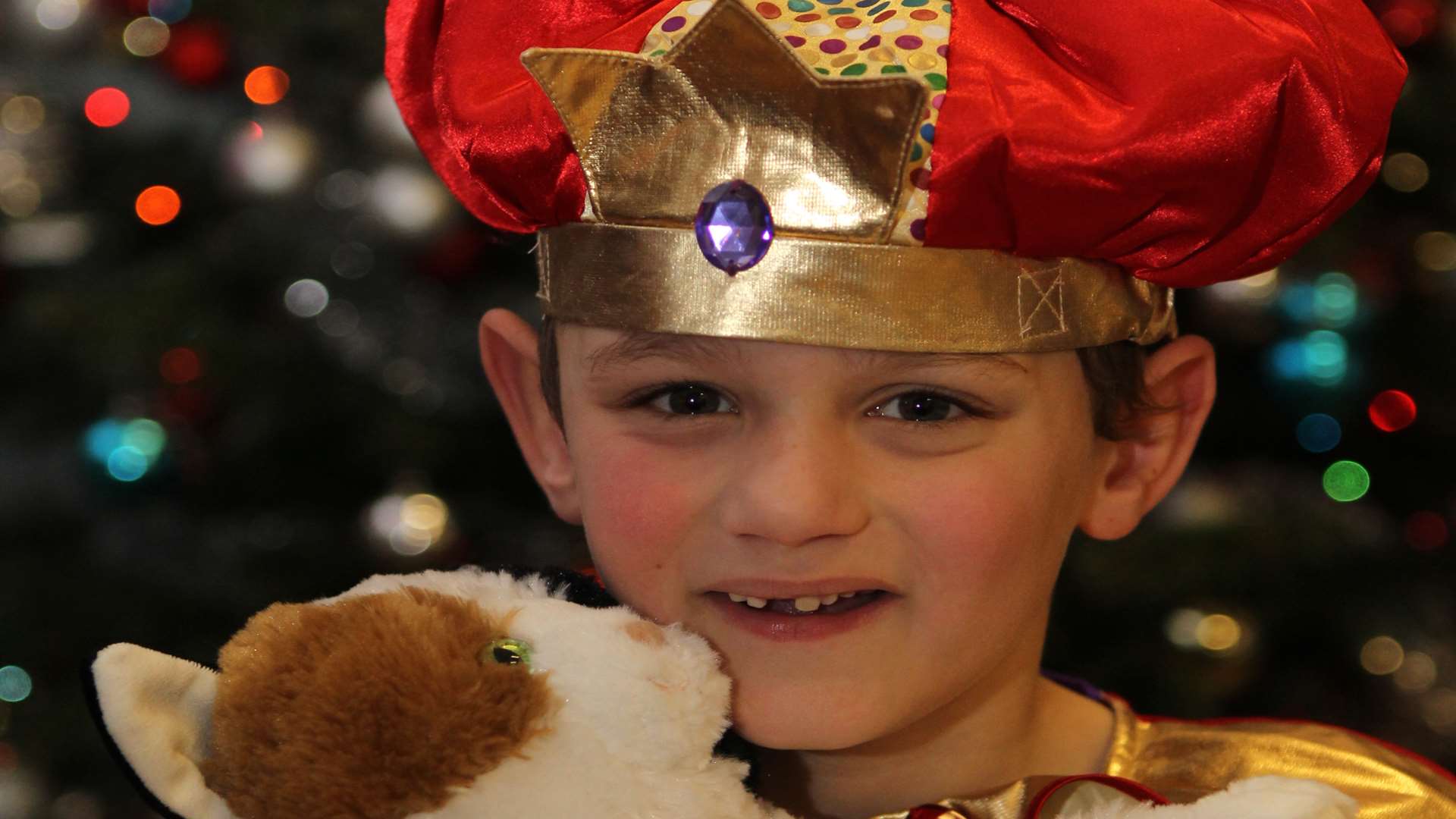 Jack, seven, as a king in the festive play at Canterbury Road Primary School