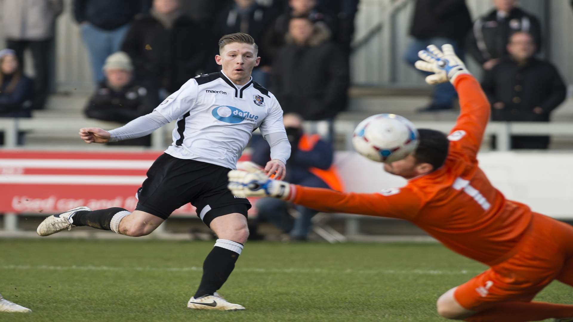Andy Pugh opens the scoring in Dartford's 4-2 win over Bath City Picture: Andy Payton
