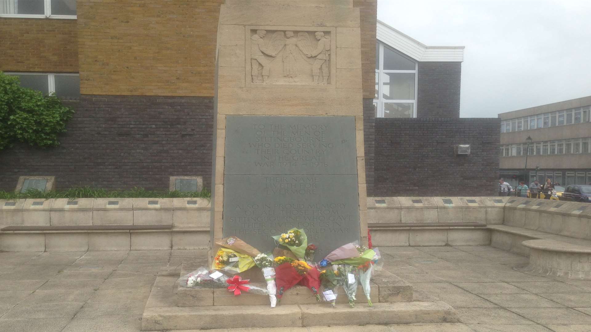 Flowers have been left on Sittingbourne's war memorial in memory of slain soldier Lee Rigby who was killed last week.