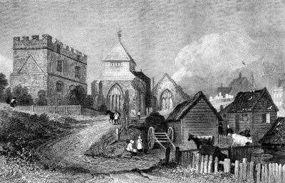 Engraving of Minster Abbey, Sheppey from Ireland's History of Kent, Vol 4, 1831, drawn by TM Baynes and engraved by H Adlard