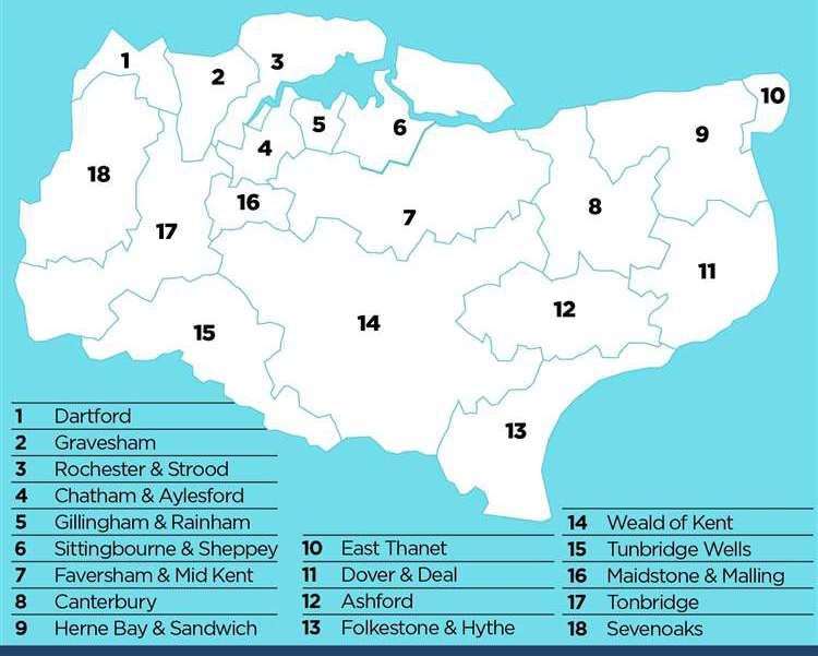 The new Parliamentary boundaries in Kent