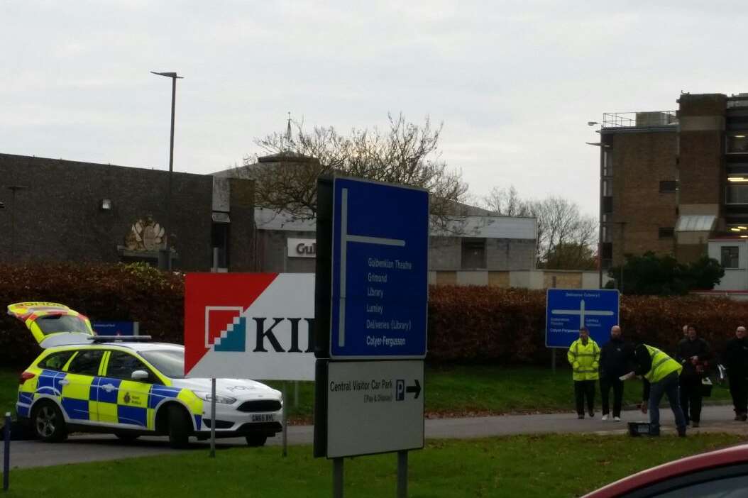 Officers are at the University of Kent after a suspicious phone call.