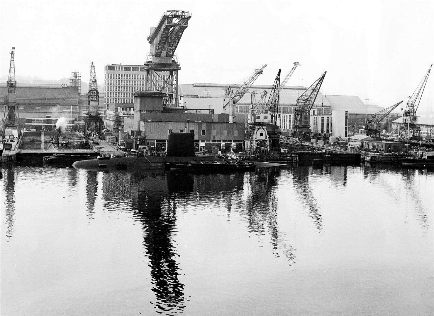 Submarines HMS Dreadnought, moored alongside, and HMS Warspite at Chatham in 1979. Boats of the same name will be the first in the new Dreadnought class being built for the Royal Navy. Picture: Chatham Historic Dockyard Trust