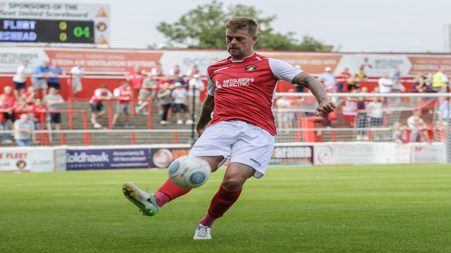 Sam Magri clears his lines for Ebbsfleet Picture: Andy Payton
