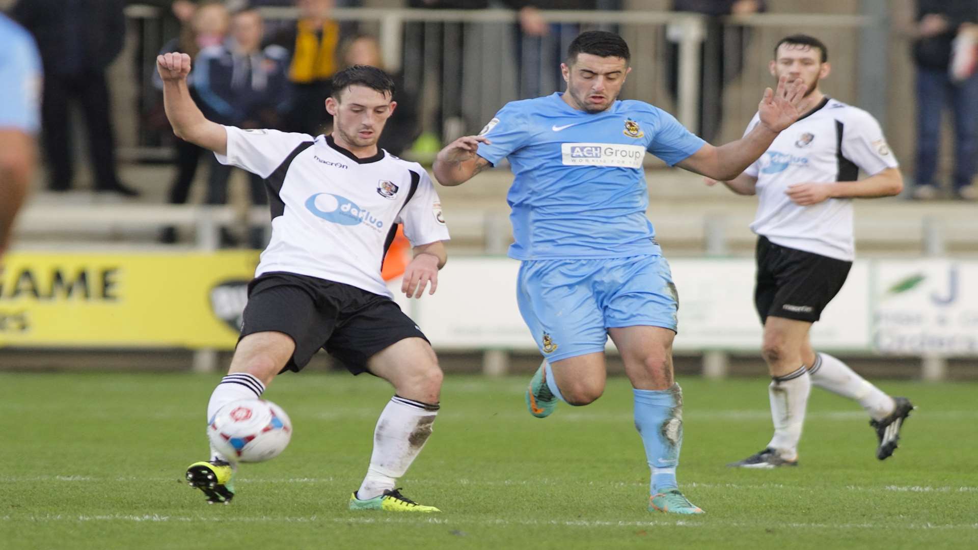 Callum Driver (left) in action for Dartford against Southport Picture: Andy Payton