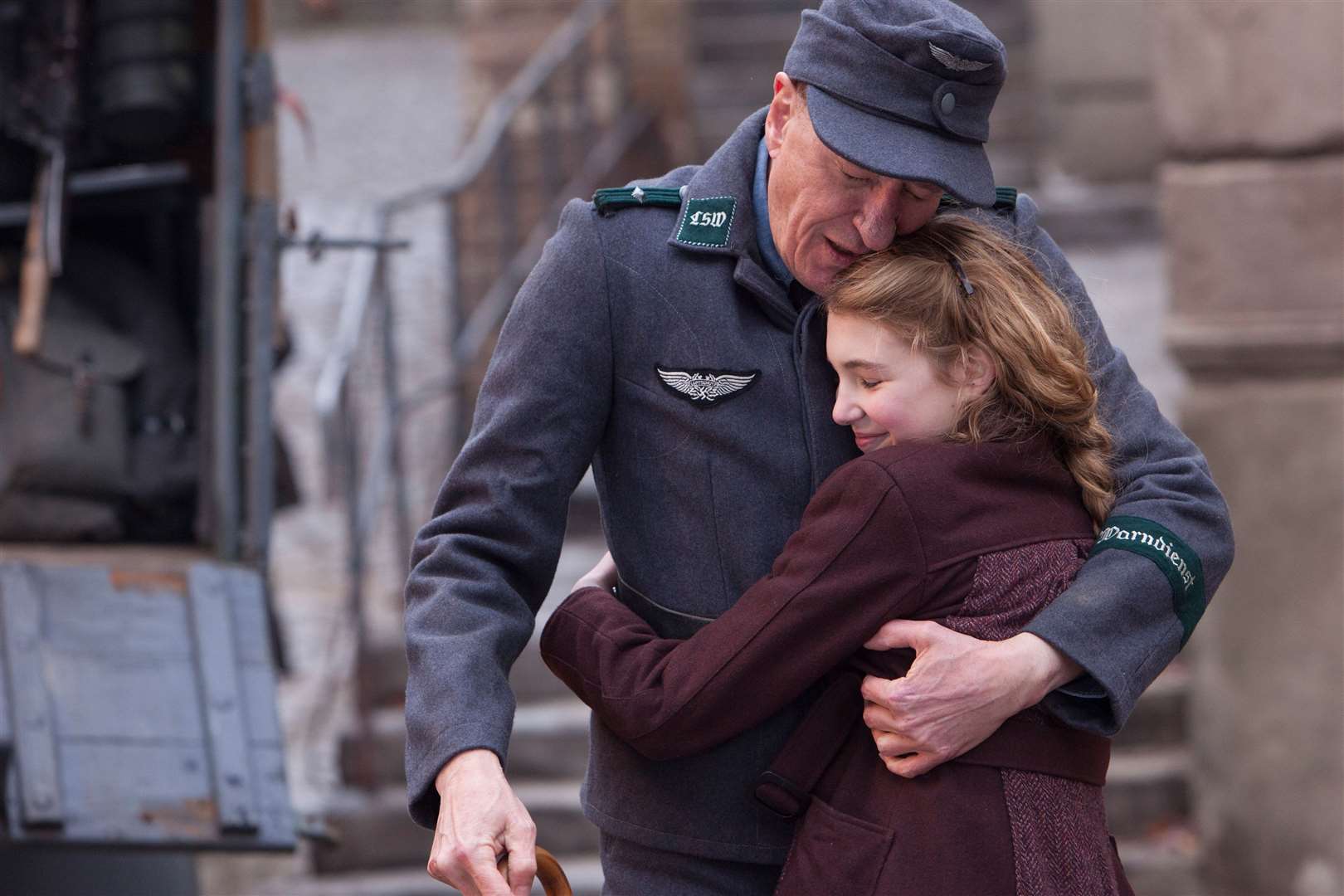 The Book Thief, with Liesel (Sophie Nelisse) and Hans (Geoffrey Rush. Picture: PA Photo/Fox UK Film