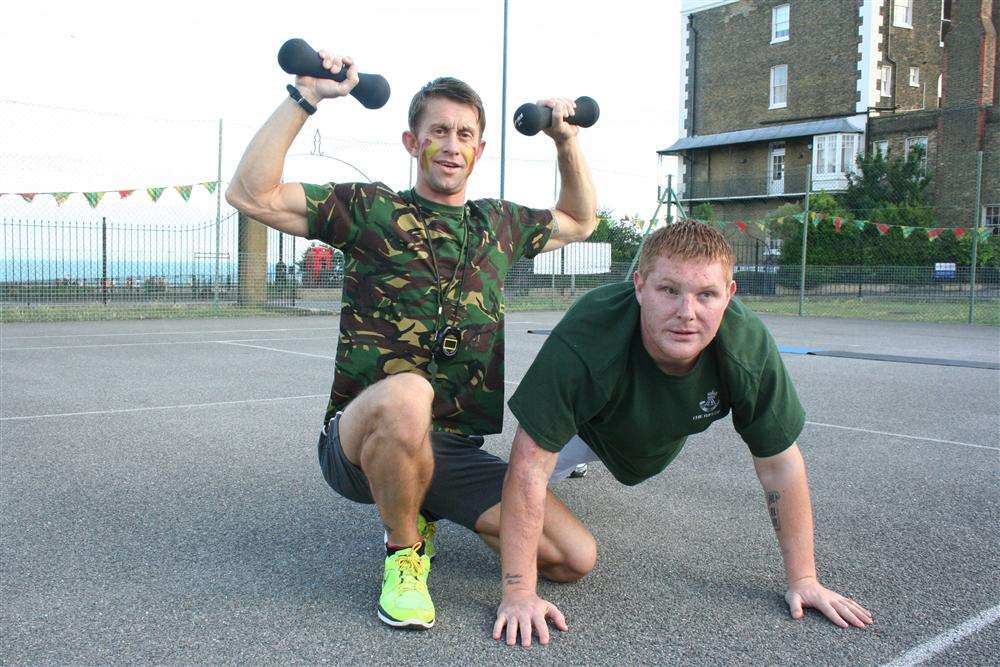 Rifleman Paul Jacobs with personal trainer Jason Turner
