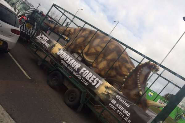 The huge Centrosaurus spotted in Ashford this morning. Picture @samanthagiff/Twitter