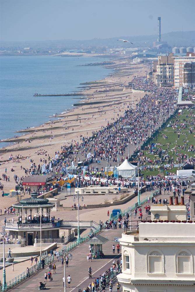 An aerial shot of a previous Brighton Marathon Picture courtesy of J J Waller