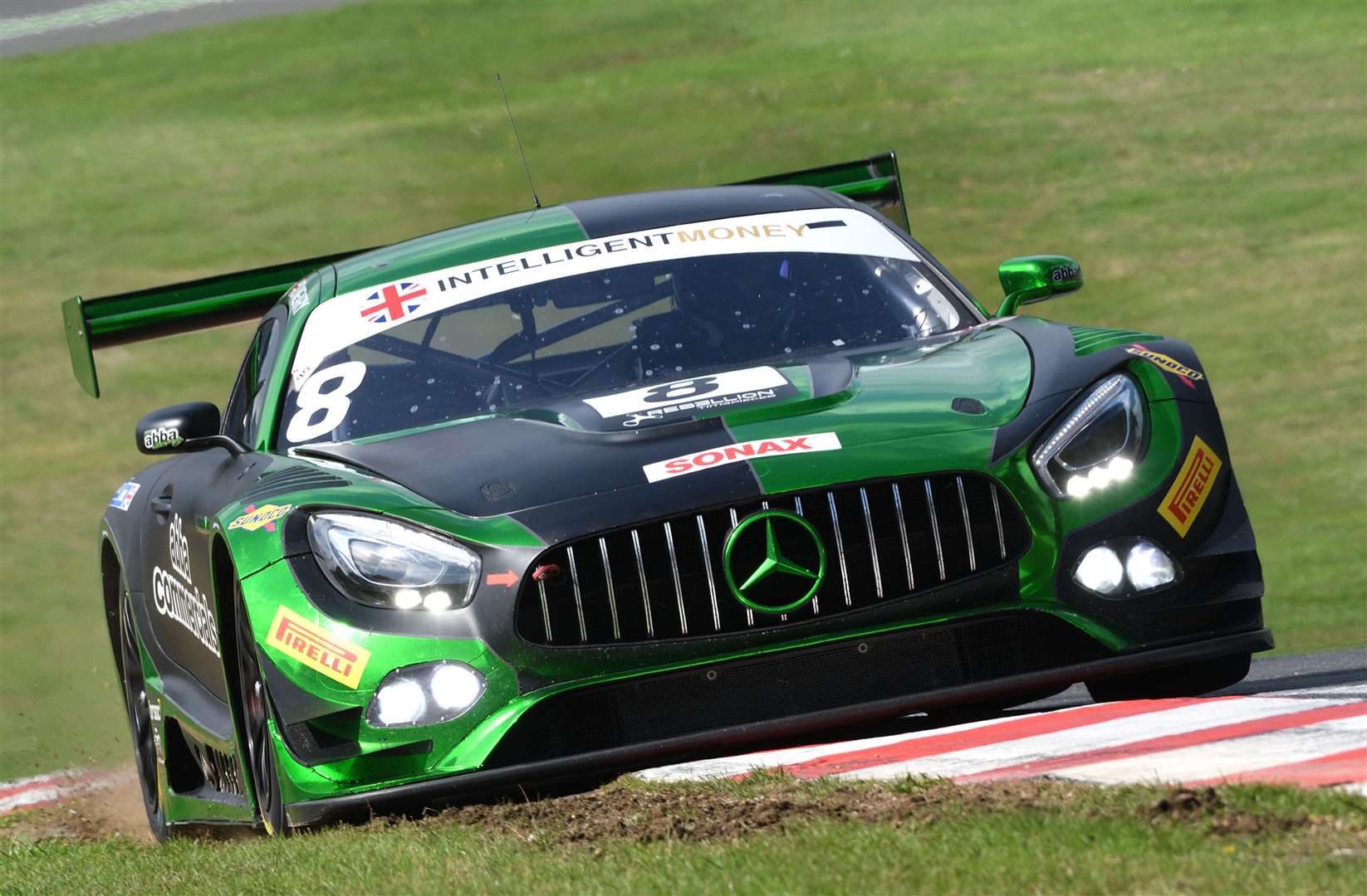There was heartbreak for father and son Richard and Sam Neary, who lost the race in their Mercedes-AMG GT3 with three minutes remaining before being classiified ninth. Picture: Simon Hildrew