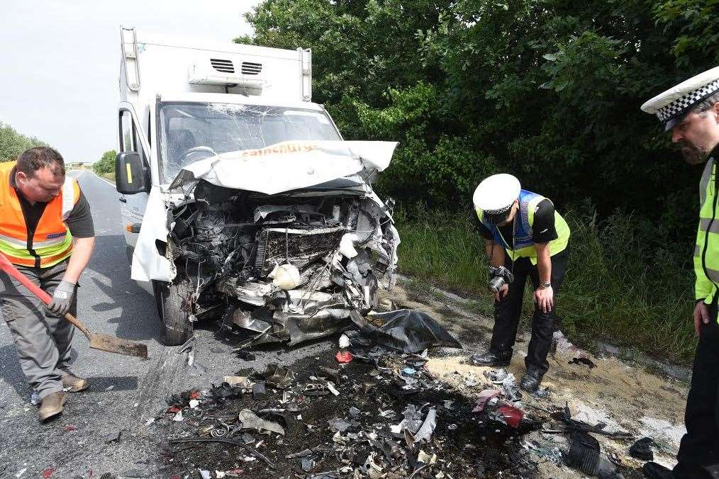 Arjed Ali's Renault Clio collided head-on with a delivery van. Pic: David Lowndes