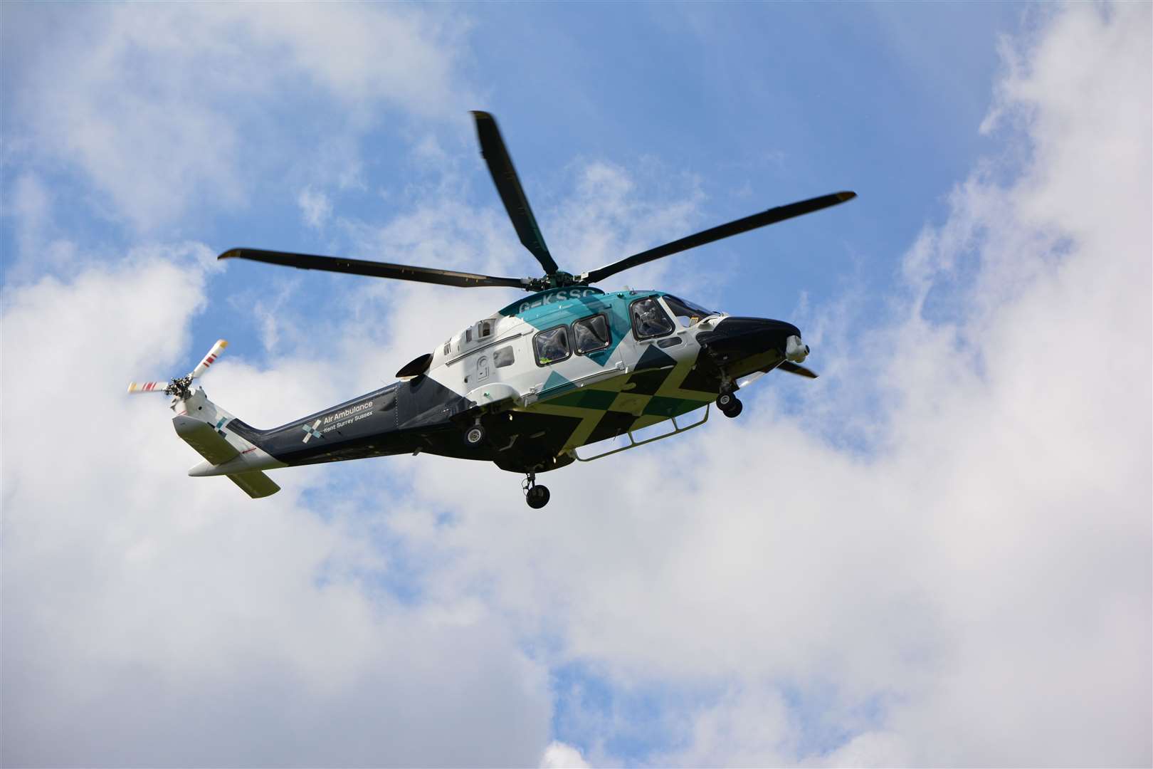 Air Ambulance Kent Surrey Sussex helicopter. Stock photo