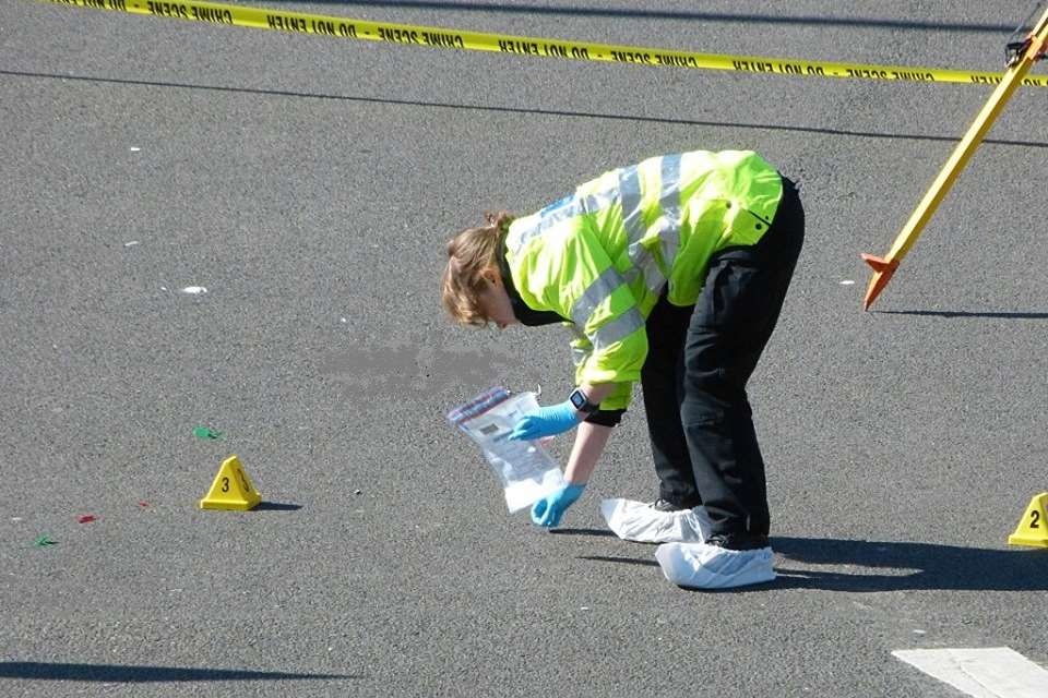 Police examined the area and gathered evidence. Pic from Kent 999s