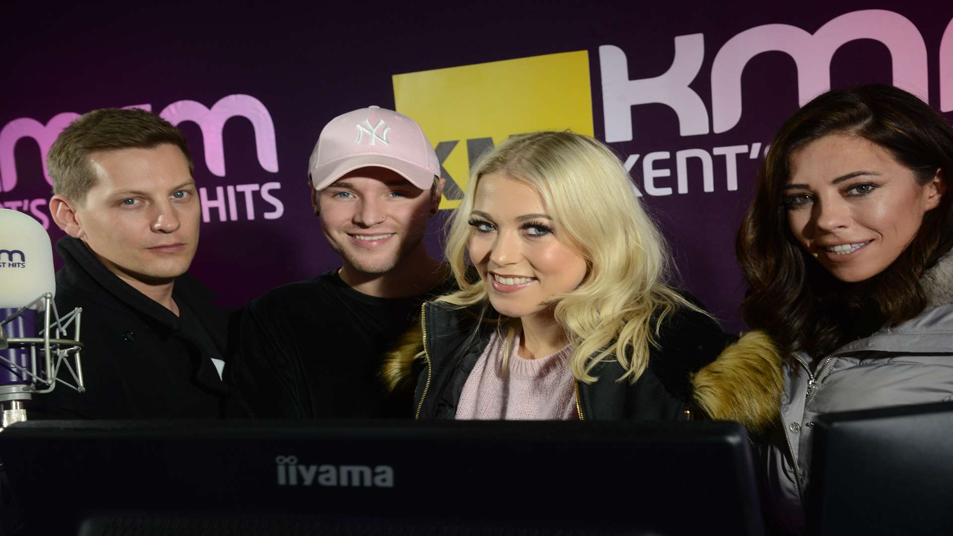 James Sutton, Lloyd Daniels, Amelia Lily and Pascal Craymer visit the kmfm studios Picture: Gary Browne
