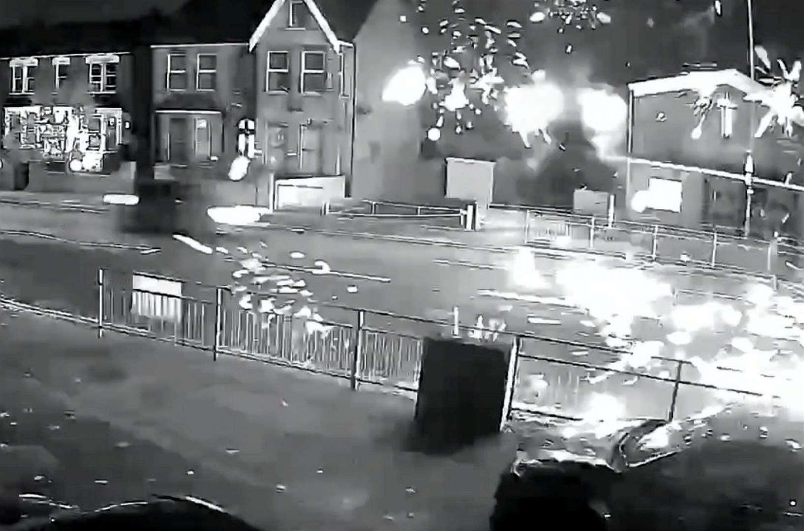 The moment fireworks were launched from a moving car in Dartford