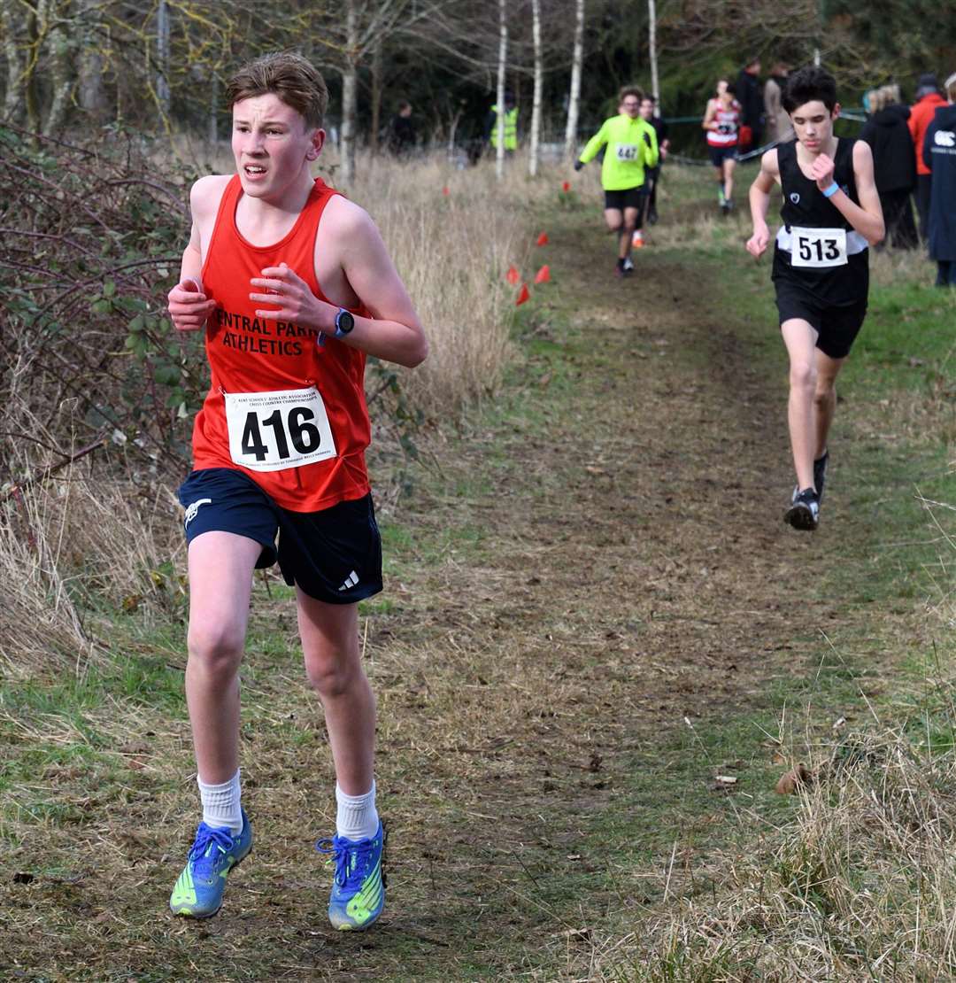 Alastair McTeer (No.416) took part in the intermediate boys’ race for Bexley. Picture: Simon Hildrew