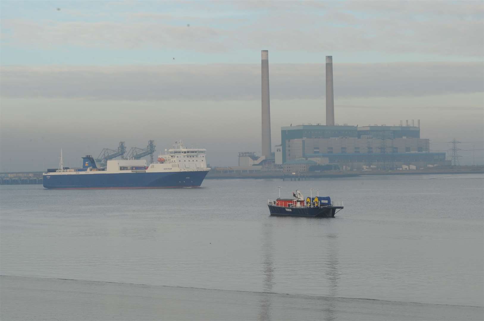 P&O Cargo ship on the Thames near Gravesend