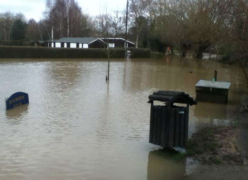 A flooded riverside walk in Tonbridge. Picture courtesy of @_SmartUK