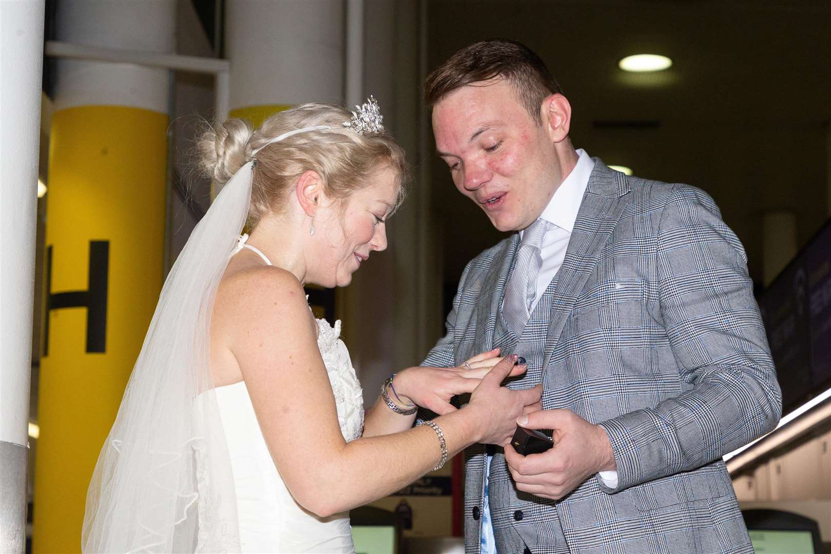 Sarah and Paul met in person for the first time as they flew to Las Vegas from Gatwick to get married