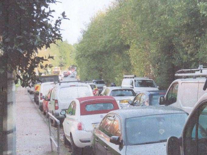 A picture taken by resident Mary Brown of heavy traffic in Love Lane earlier this year
