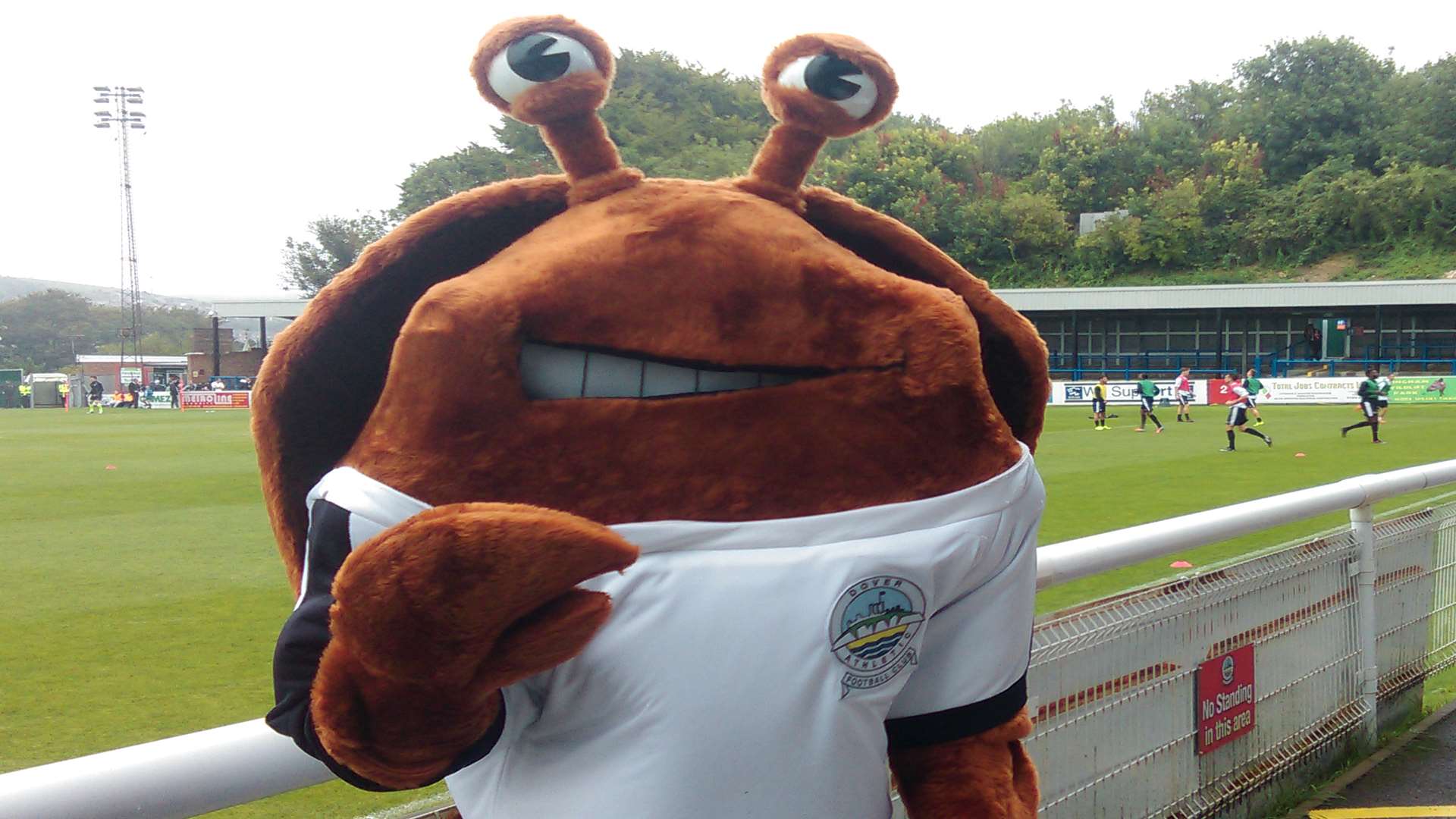 Captain Crab makes his debut at Crabble before the clash with Boreham Wood on Monday Picture: Richard Harvey