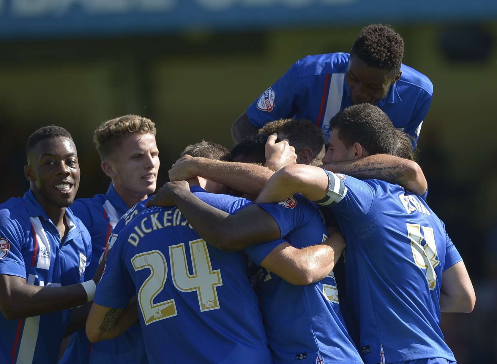 Gillingham celebrate their second goal against Sheffield United Picture: Barry Goodwin